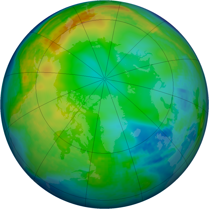 Arctic ozone map for 14 December 2003